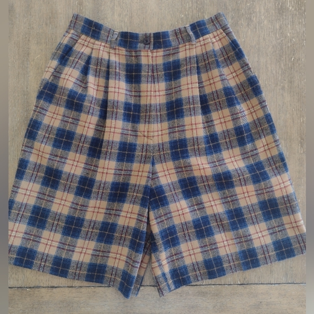 Heritage Preppy Plaid Pendleton Wool Shorts Size Small Vintage 80s